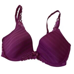 Oscar Dela Renta Purple Rose Demi Lace Pink Label Bra Women Size 34D | 52-13